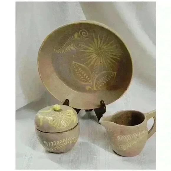 Mexican-Hand Made-Serving Bowl w/Cream and Sugar - Picture 1 of 10